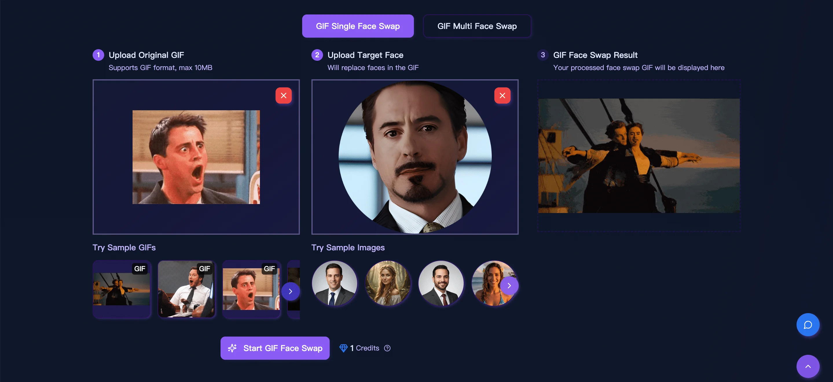 Upload GIF and Target Face
