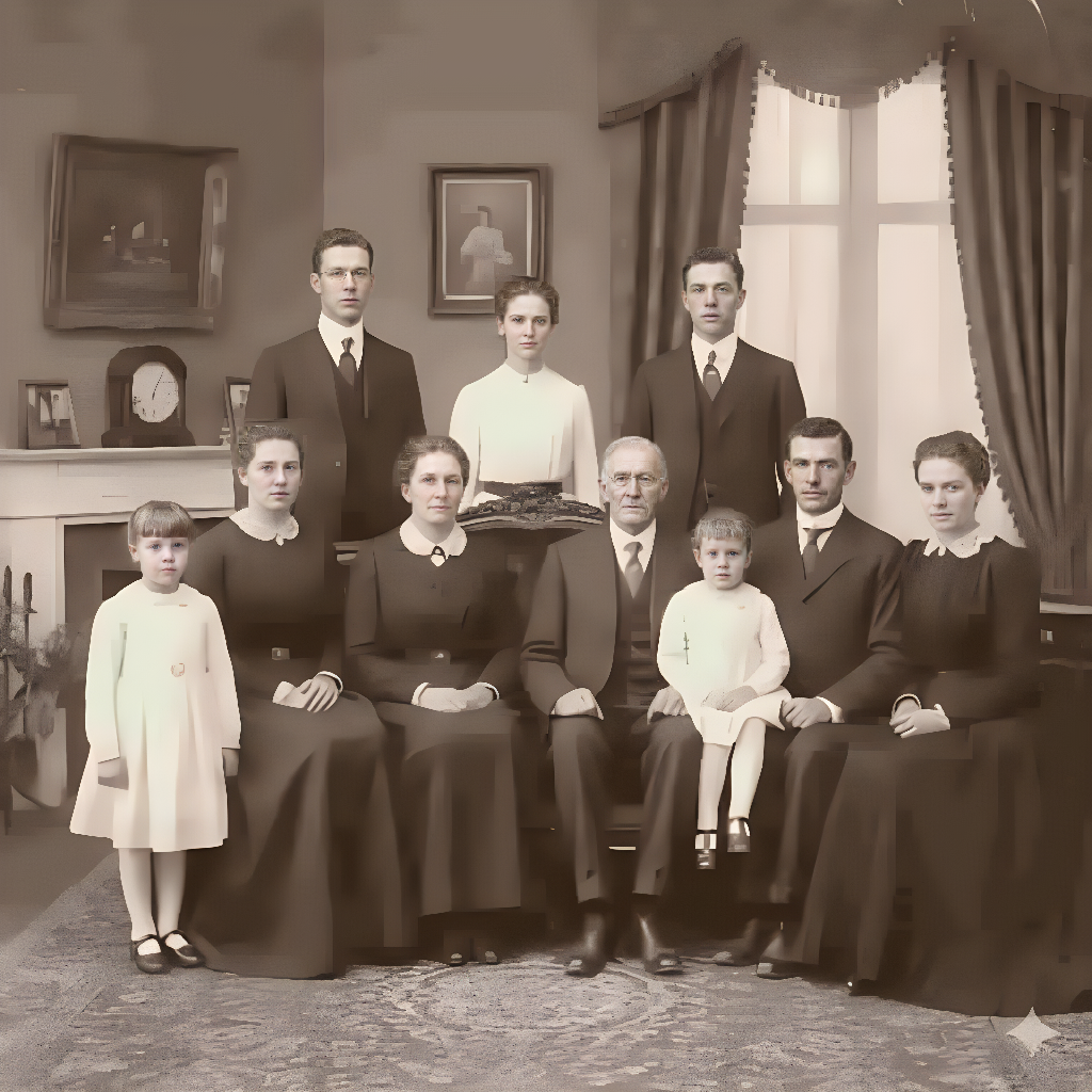 修复後的老式照片，细节增强