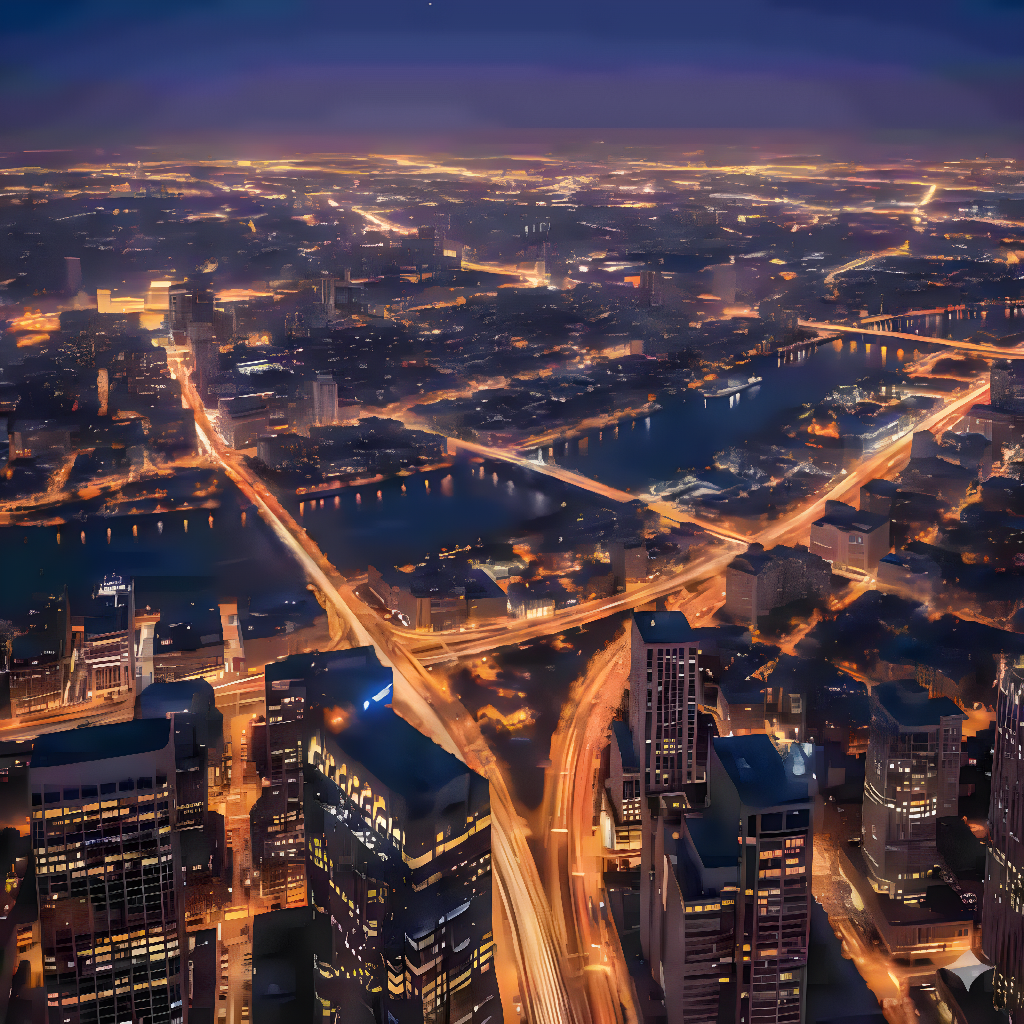 AI增强後的明亮夜景照片